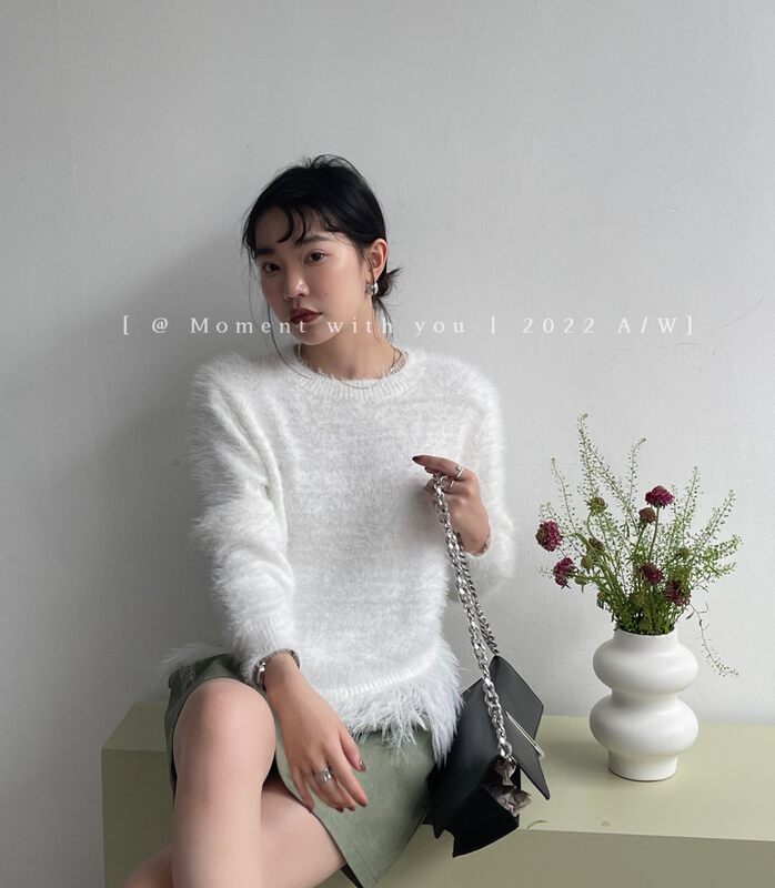 New in autumn!【MOMENT WITH YOU】Lazy wind fringed pullover warm sweater DB018# LSW