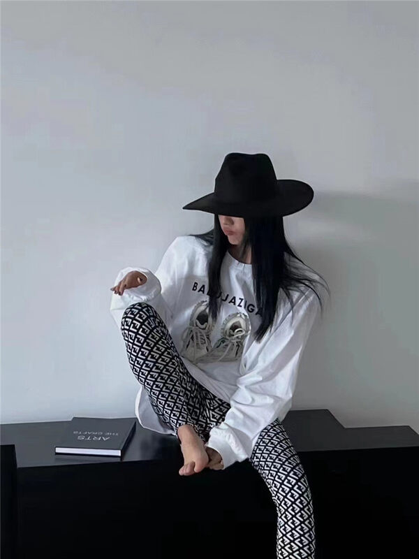 Autumn on the new![C.H.Z] Casual Round Collar Shoe Print Print Long Sleeve T-Shirt 91297 # WTT