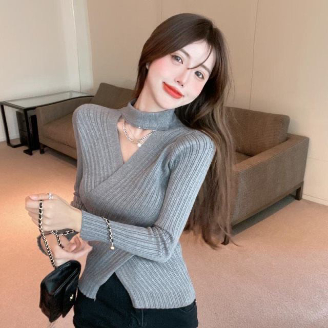 Autumn is new!【F·P】Nice chic halter neck sweater P045# HBX
