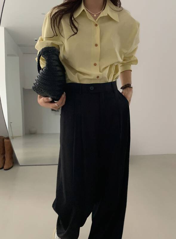 New in early autumn!【WANNA OUR】Korean version of simple solid color shirt 89598# ZXL