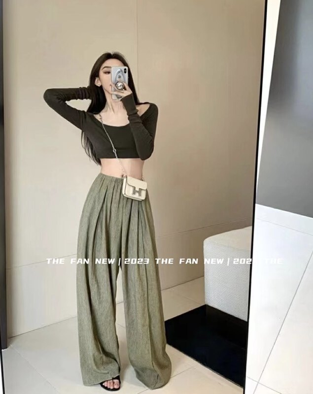 New in early autumn! [THE FAN] Lazy wind wide-leg comfortable and slim casual pants 502734# ZXX