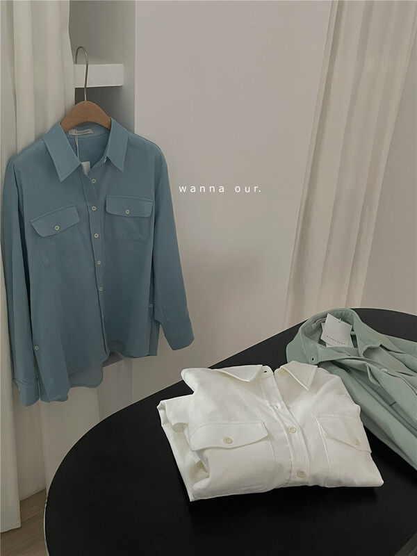 New in autumn! [WANNA] pocket design fashion shirt 229869# ZXL