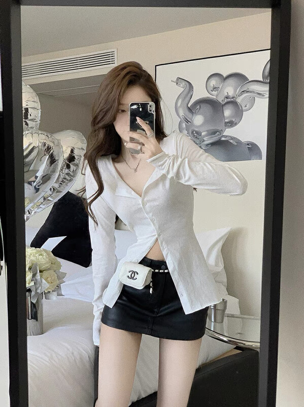 Autumn is new! [Ou Zhengsha] Slender lapel design shirt 19030# JJ