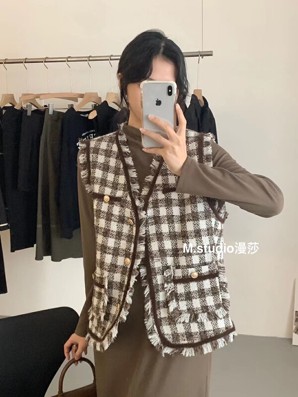 [MSTUDIO Mansha] Plaid Fashion Vest t391# HBX