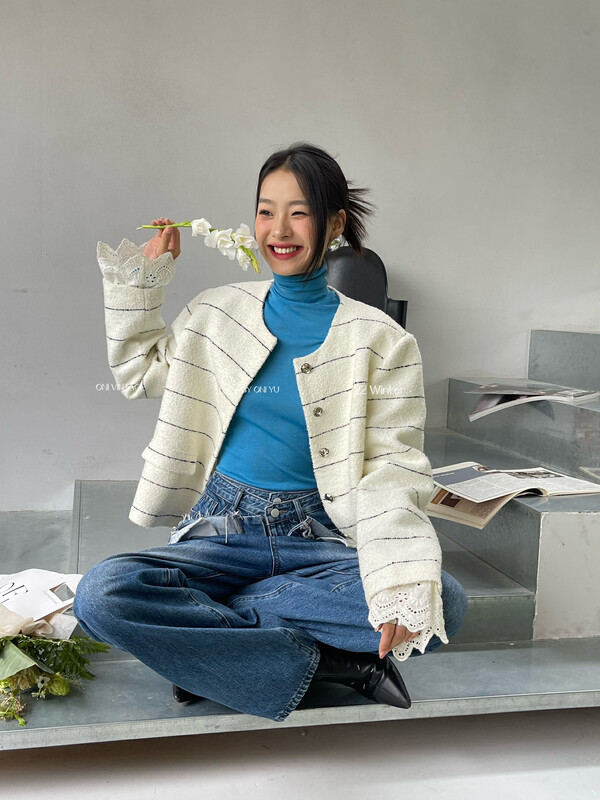 [ONIVINTAGE Ernie] Wool Tweed Removable collar Coat Short Coat OH228Q6341