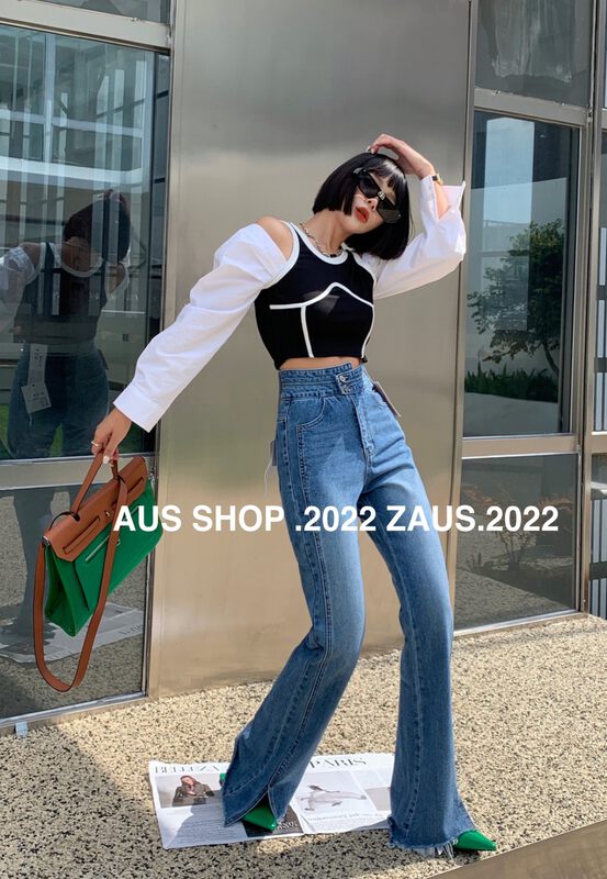Autumn on the new![AUS] High Waisted Double Bucffed Jeans G20A # LSW