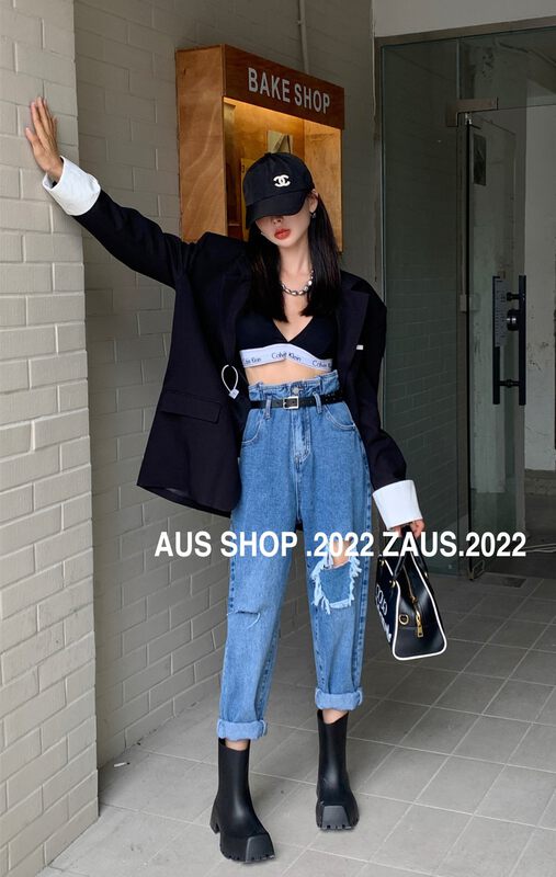 Early autumn on the new![AUS] High waist Joker Haron Jeans (with belt) 6975 # LSW