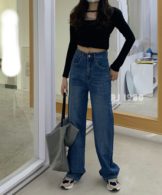 [1980] Autumn new hot style vintage color straight leg wide leg jeans 2A65370