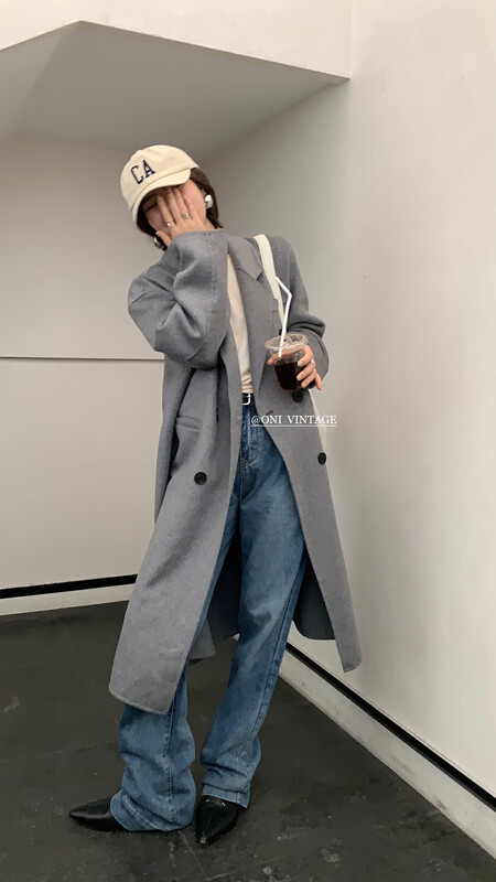 [ONIVINTAGE Ernie] Small lapel Cashmere Long Coat OW226Y6129 # CQW
