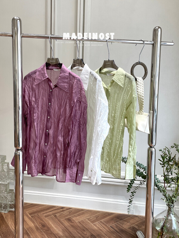 Original price: 73.32! [Osha MADEINOST] Beaded light custom Wrinkling premium sense shirt sunscreen shirt YS1-YS-86117