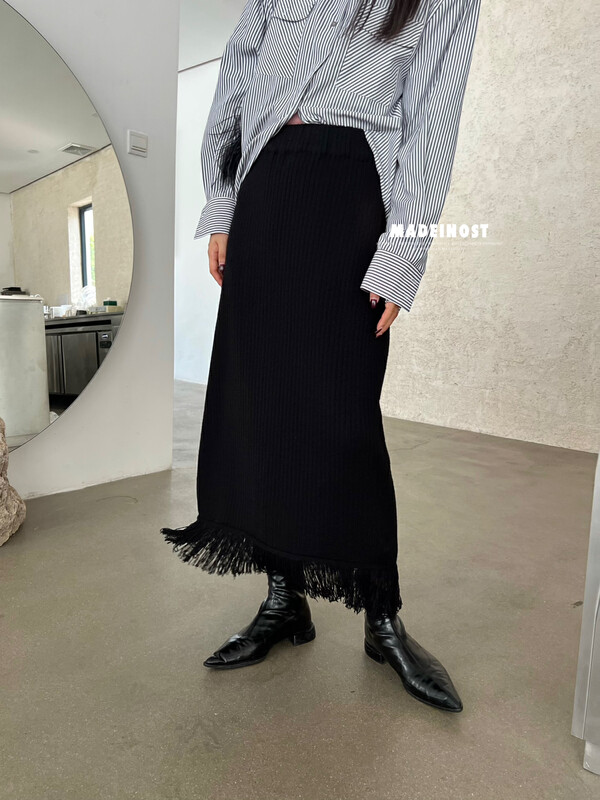 [Osha MADEINOST] Autumn and winter new retro tassel plus thick woolen skirt S7062