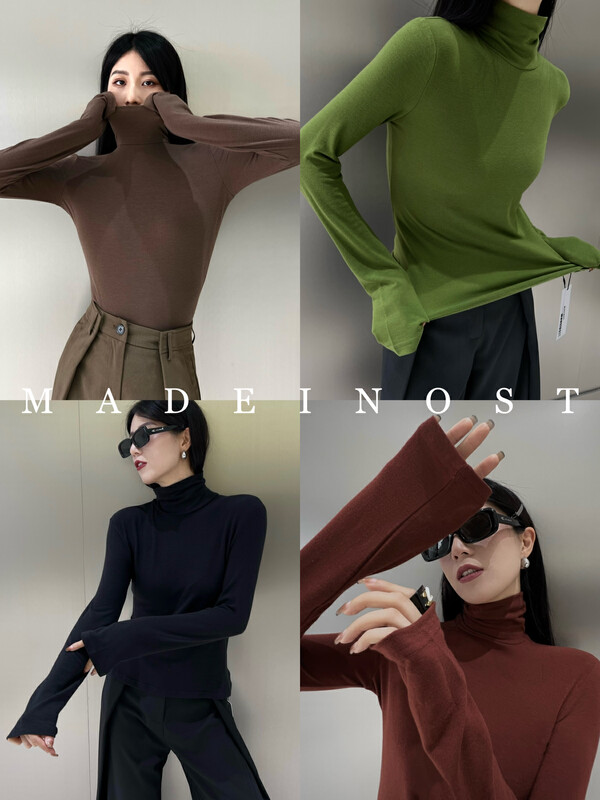 [Osha MADEINOST] Autumn new running volume high-neck stretch bottom shirt (skin-friendly and soft portable) 87130 # FHX
