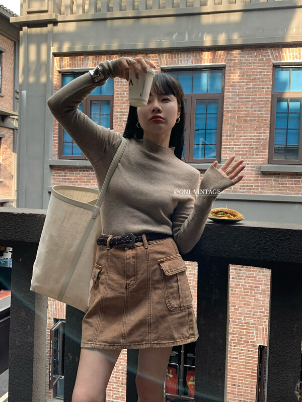 [ONIVINTAGE Ernie] Half-turtleneck versatile sweater sweater OW226M6121