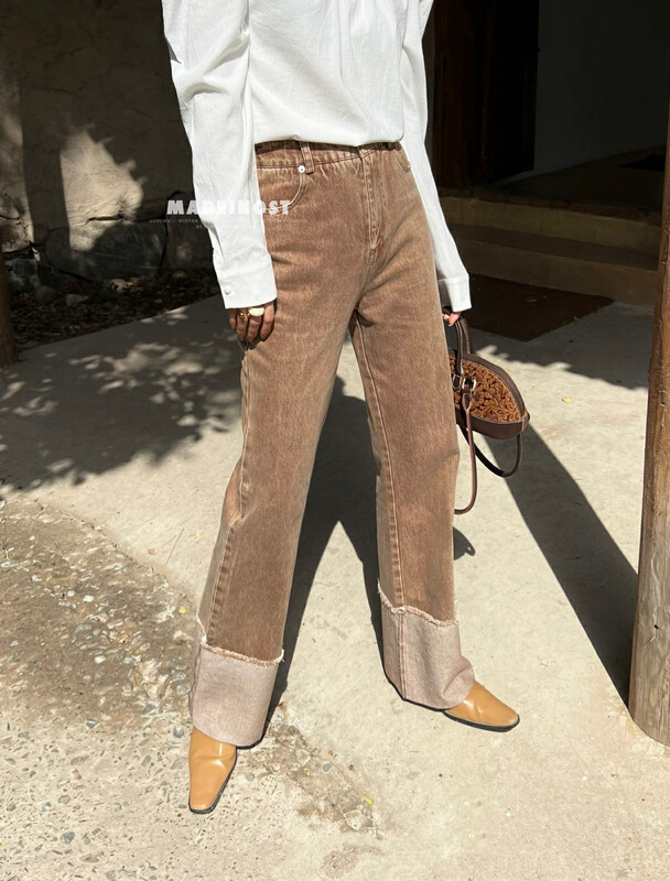 [Osha MADEINOST] Early autumn on the new trouser leg hem design sense jeans 87021