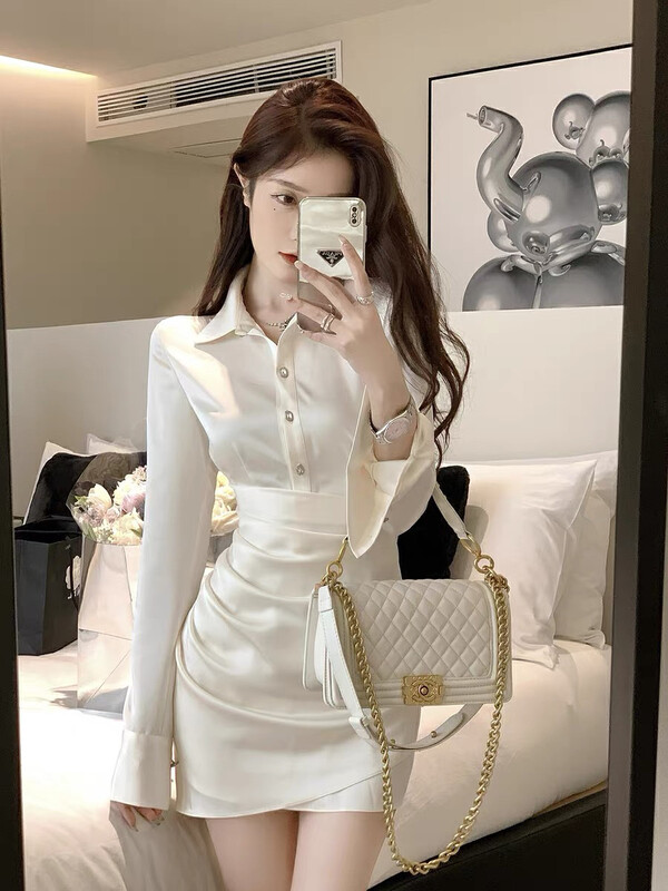 New winter style! [Amanda] High class forged face pleated waist style dress (only for dresses) 8826 # PCZ