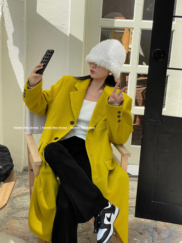 Autumn on the new![YOOMINI] Fashion Solid Medium Long coat D16234-K # WPL