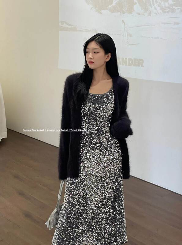 Winter on the new![YOOMINI] V Neck Loose Single Breasted Warm Sweater Q13703-S # WPL