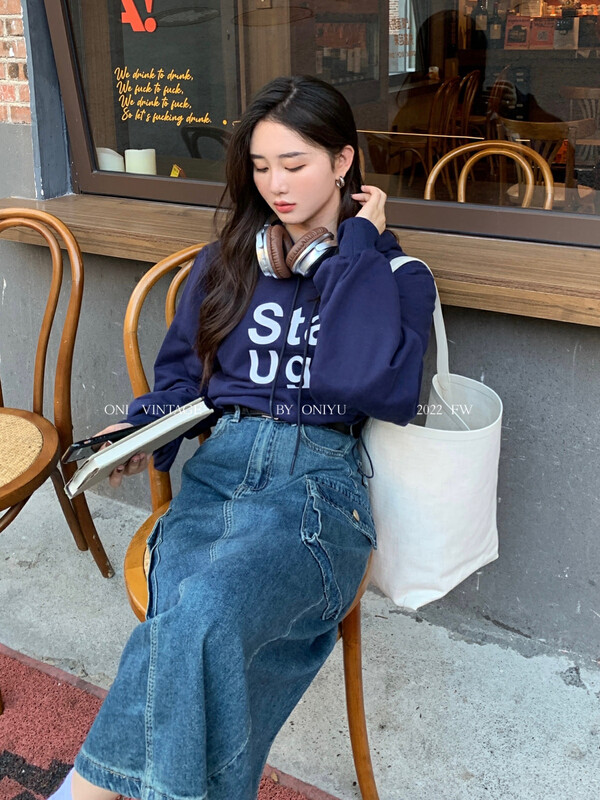 [ONIVINTAGE Onie] Short print hoodie OH222Y4720 # CQW