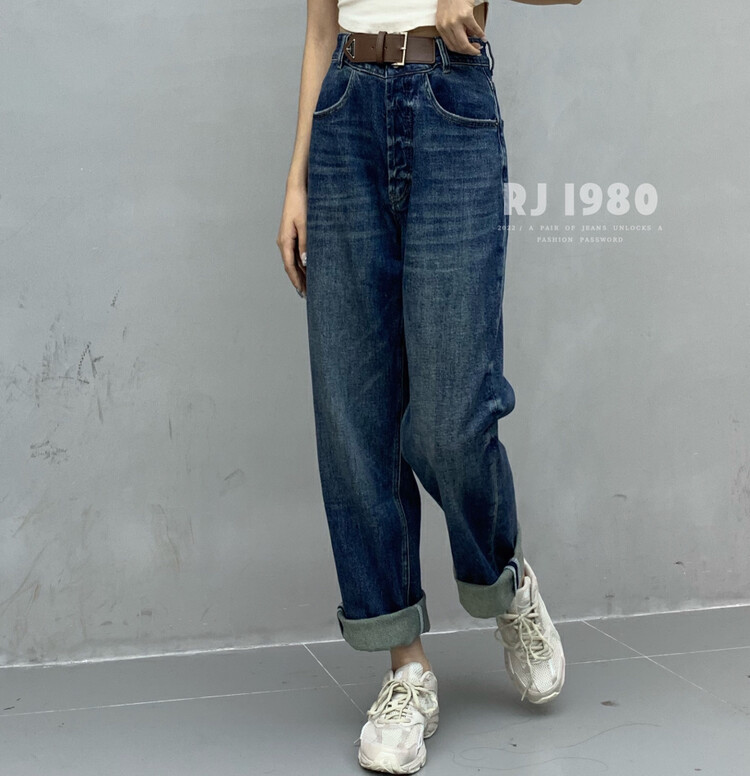 [1980] Autumn and winter new style characteristic waist belt splicing design Harun jeans 2A65386
