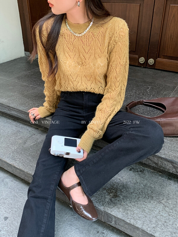 [ONIVINTAGE Ernie] Hollow Flower Sweater sweater OW226M6118