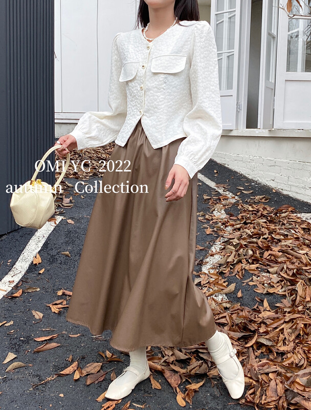 [O MI] A must-have tight waist big leather skirt skirt 55717
