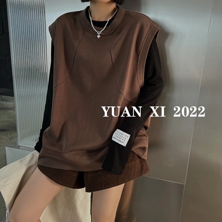 Autumn on the new![Yuan Xi] Large edition loose sticker long sleeve T-shirt 6063 # LSL
