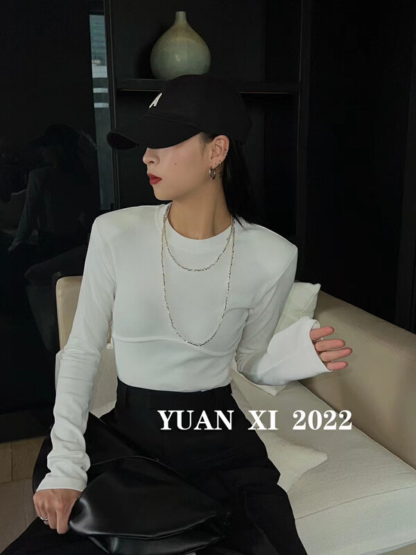Autumn on the new![Yuan Xi] Simple solid color slim short bottom shirt 4070 # LSL