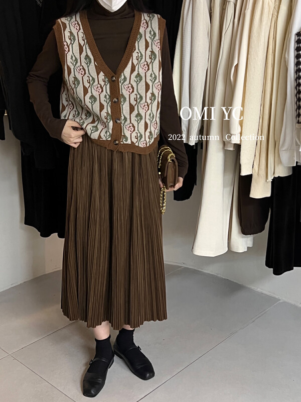 New winter style! [O MI] Retro design vest+simple and versatile base coat set 23523 # FHX