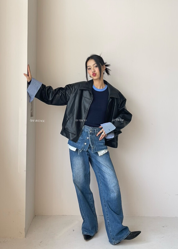 [ONIVINTAGE Ernie] Fake Two-piece Jeans jeans OW226M6184 # CQW