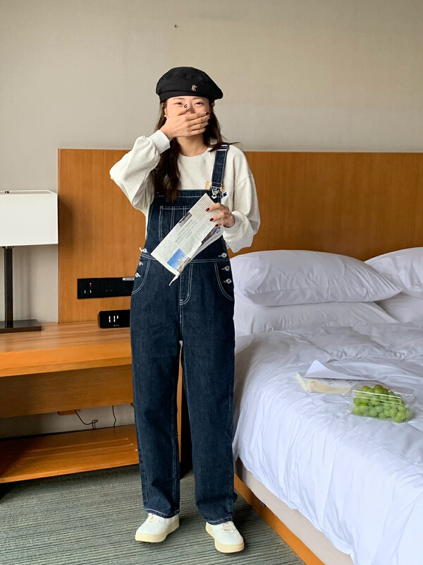New autumn style! [MEET ME] Korean Fashion Contrast Stitch Jeans 1801 # L