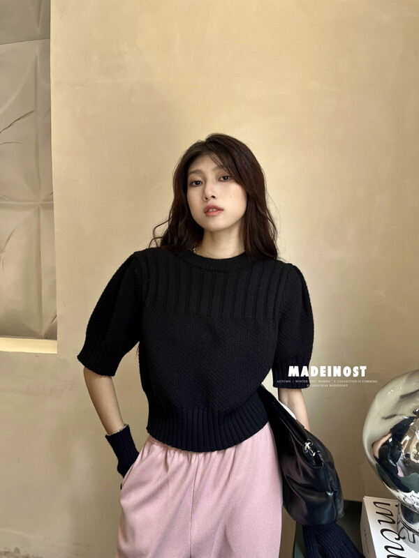 [Osha MADEINOST] Autumn and winter new bubble sleeve thick short-sleeved sweater S7201