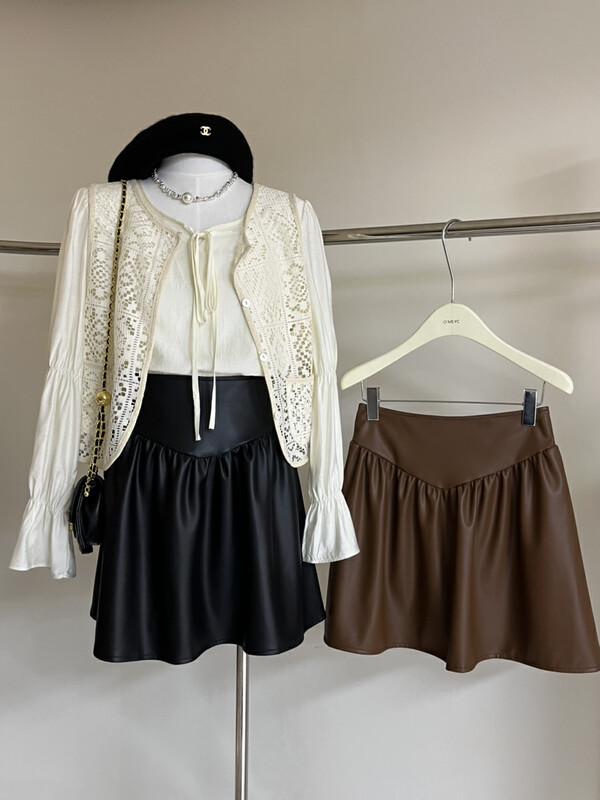 [O MI] Leather Skirt skirt 55721 # FHX