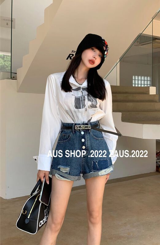 New Year in Early Autumn! [AUS] Korean pocket solid color denim shorts (with belt) S02 # LSW