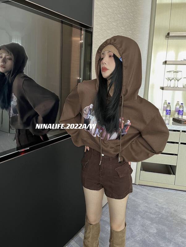 Autumn on the new![NINA LIFE] Character Print Minority hoodie YS1-6317 # ZXL
