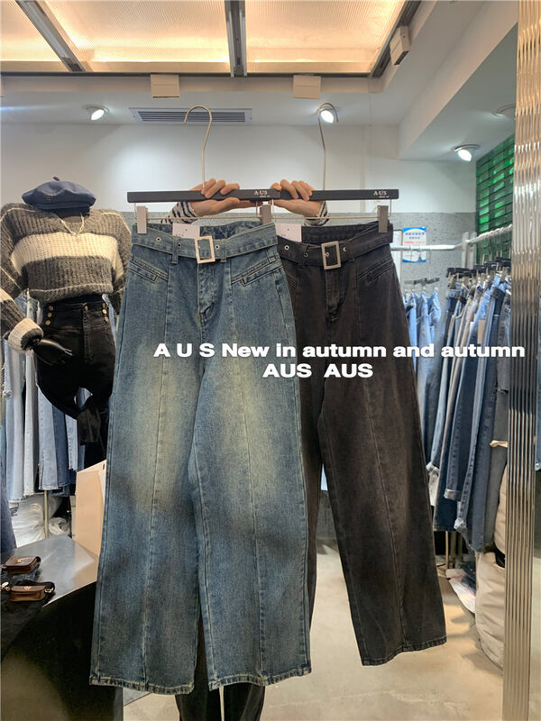 New autumn style! [AUS] Vintage Versatile Casual Wide Leg Jeans (with belt) YS1-G610 # LSW