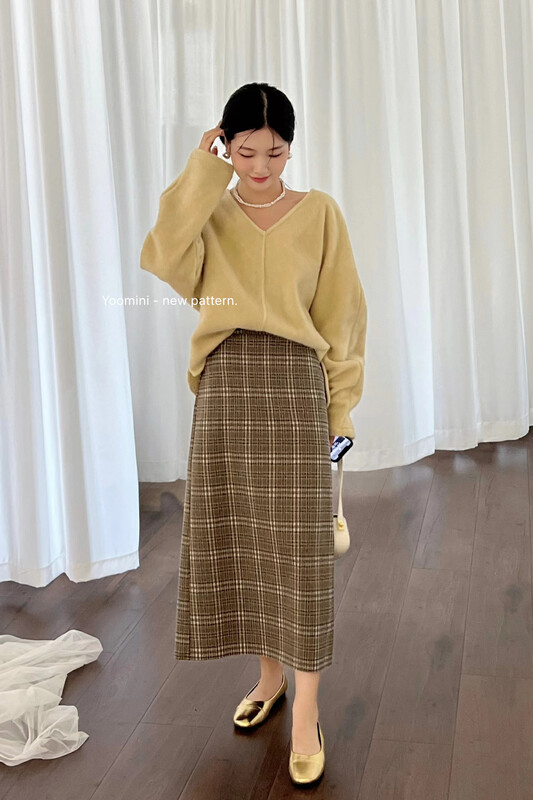 New autumn style! [YOOMINI] Korean Fashion Temperament Plaid Versatile Skirt Q16263-K # WPL