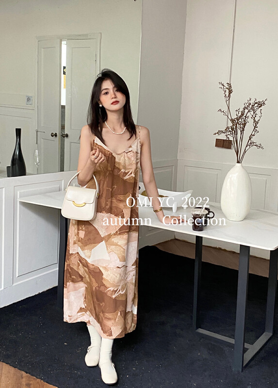 [O MI] Tie dye suspender dress 77509