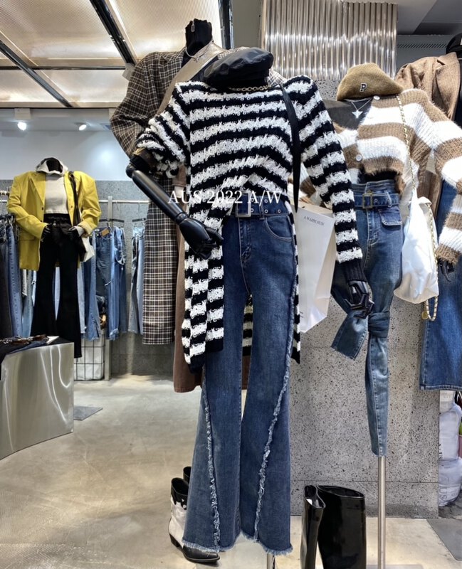 Autumn on the new![AUS] Fashion skinny horn jeans (with a belt) Ss119A # LSW