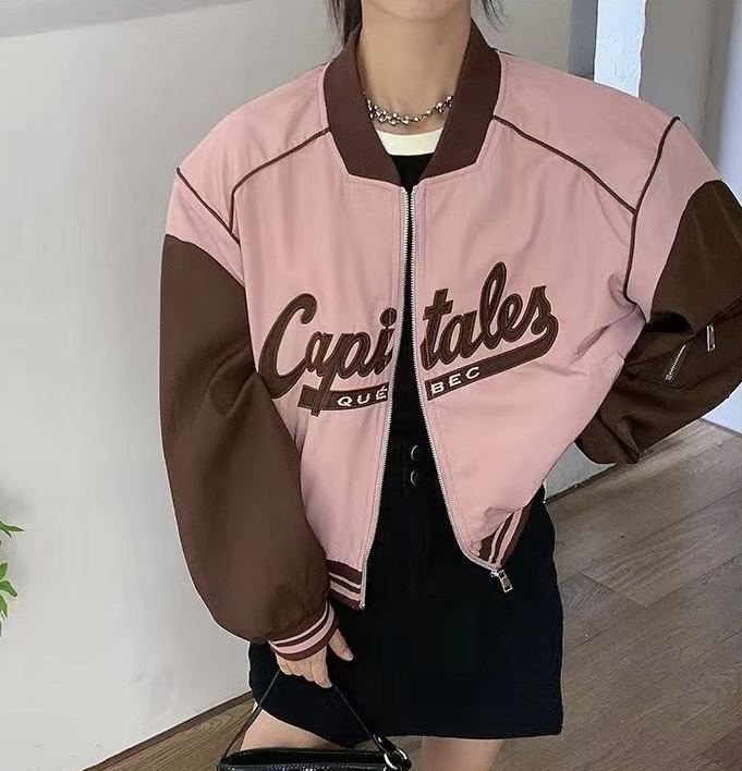 Autumn on the new![MI] Korean Edition Casual Embroidery Baseball Short Coat 1516 # PCZ