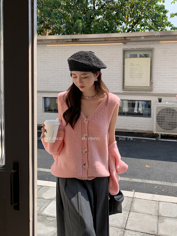 [ONIVINTAGE Ernie] Vest jacket two-piece sweater sweater OW226M6150
