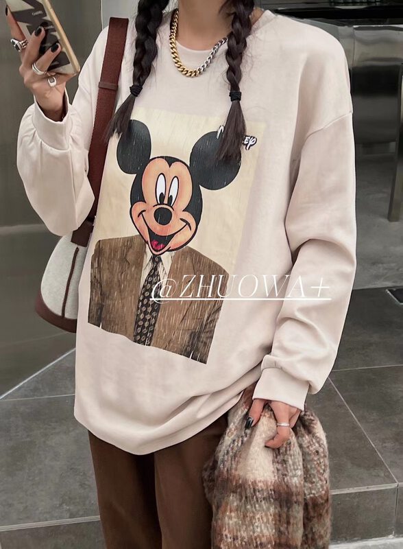 [Highly Selected by Buyers - Zhuowa] Mickey printed loose sweater 5735 # CL