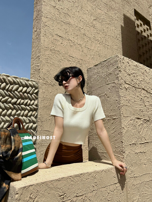 [Osha MADEINOST] Early fall on the new elastic pit strip U collar short sleeve jersey S7009