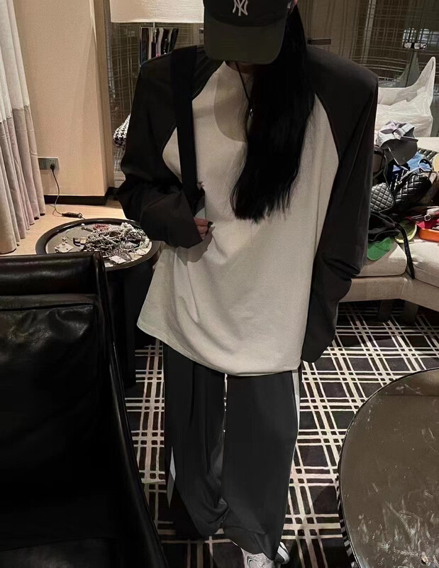 Early autumn on the new![MI] Round collar sleeve color long sleeve T shirt (excluding necklace) 1135 # PCZ