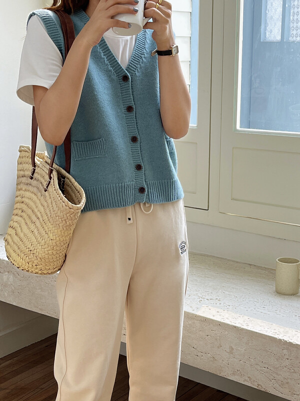 [EVER TRUE] Solid Color Sleeveless Biker Cardigan 65008 # CLS