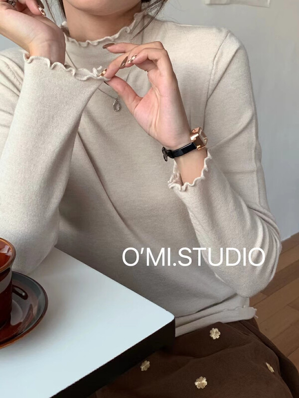 [O MI] Wood ear add thick long sleeve bottom shirt run hot style return to YS8811