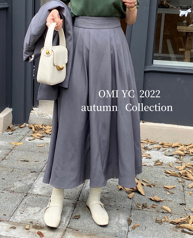 [O MI] French versatile pressure pleated large pendulum suit material skirt (anti-wrinkle fabric) 55201 # FHX