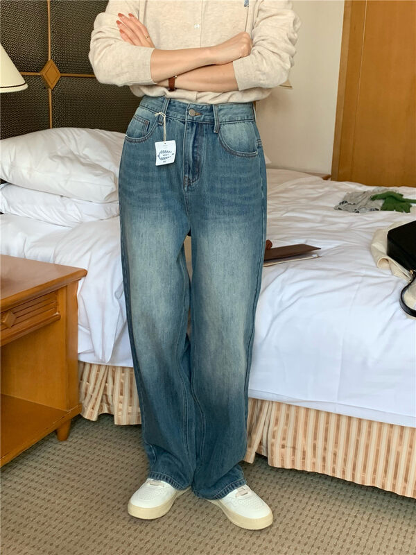 Early autumn on the new![MEET ME] Straight tube gradient comfortable versatile jeans 61109-1 # L