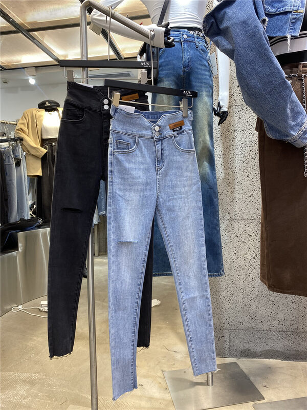 Autumn on the new![AUS] Ripped Comfort Biker Small Foot Jeans G251 # LSW