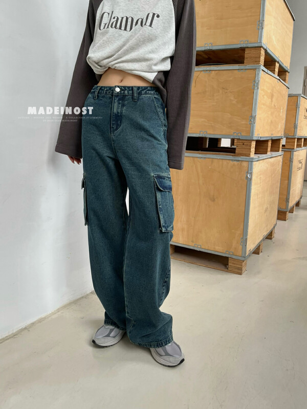 [Osha MADEINOST] Autumn new vintage do old tooling style casual jeans 87115
