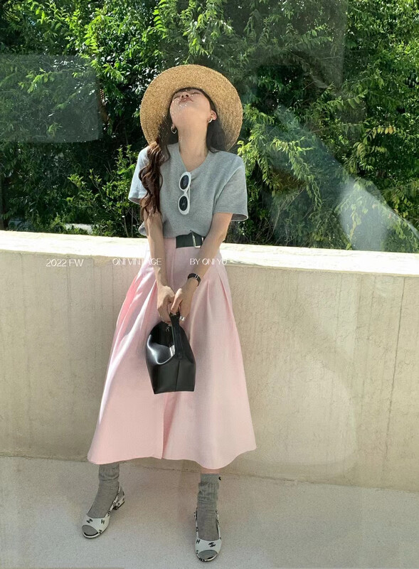 [ONIVINTAGE Ernie] Minority irregular pleated medium-length skirt OH226D5734